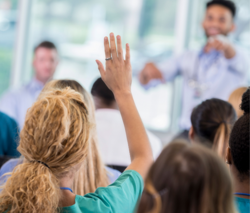 Woman raising hand