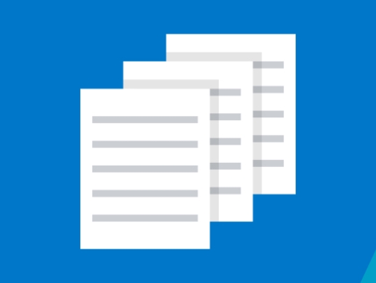 graphic of three pieces of paper on blue background
