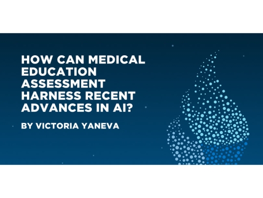 webinar title on blue background with nbme flame logo