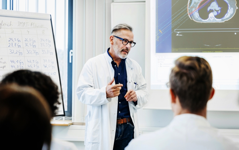 Doctor teaching a class