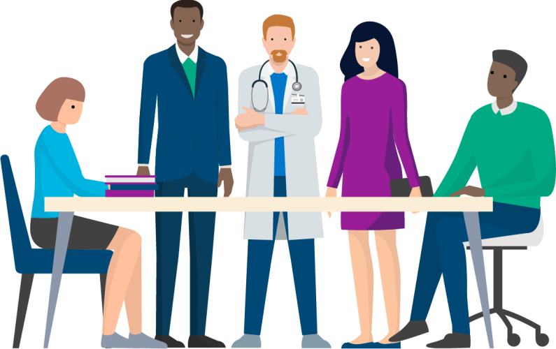 illustrated team of health professionals