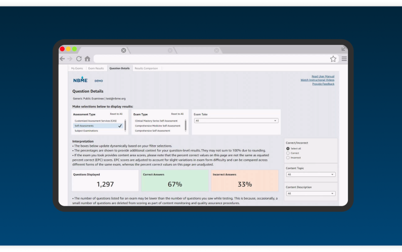 screenshot of INSIGHTS question details tab