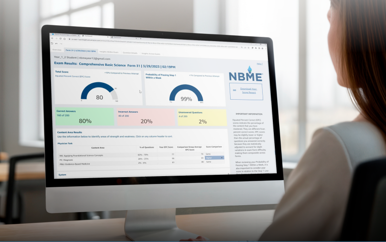 student viewing INSIGHTS dashboard on monitor