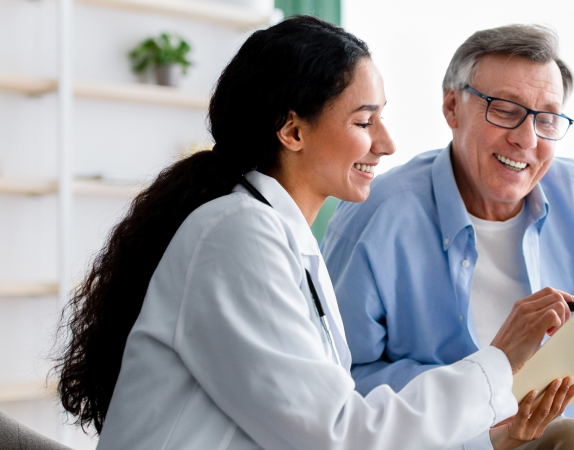 doctor consulting test results with patient