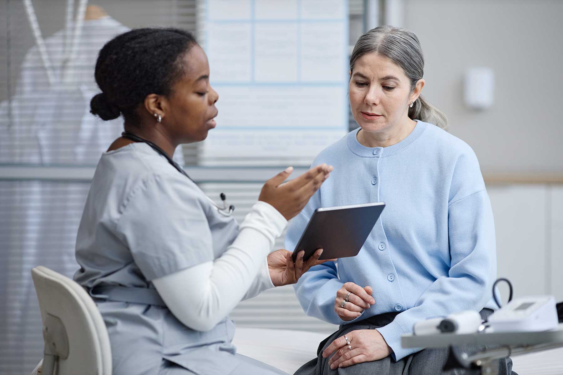 Doctor and patient reviewing results