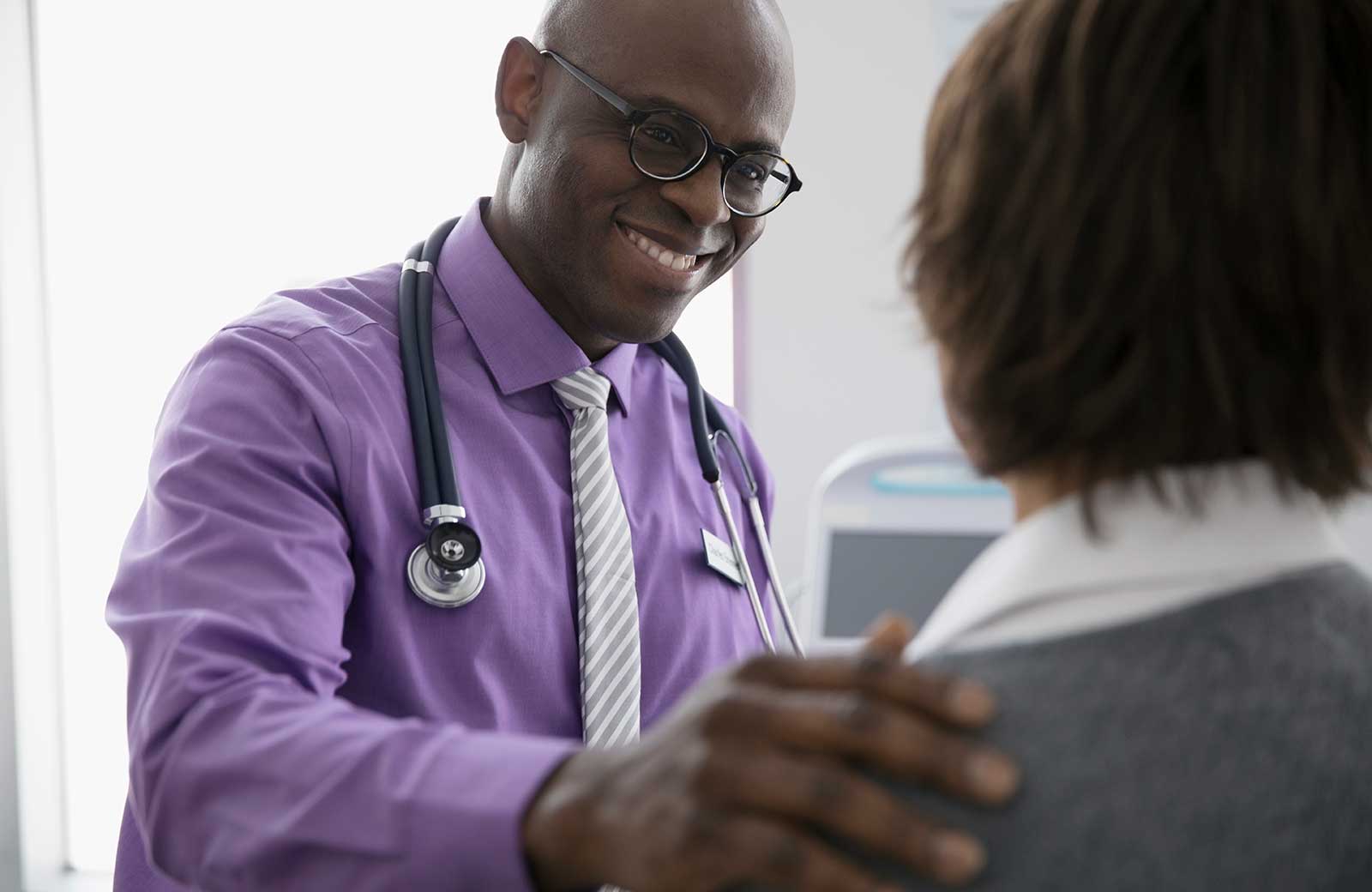 Doctor and student connecting