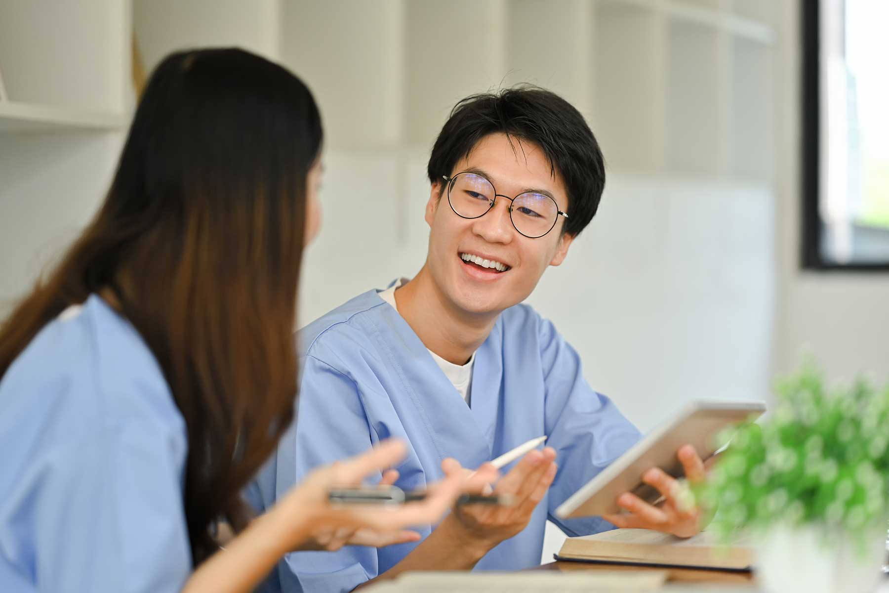 Medical students studying